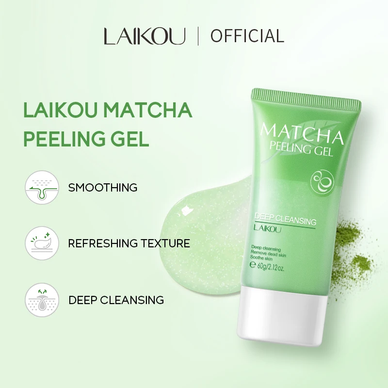 LAIKOU Matcha Face Scrub Peeling Gel Deep Cleansing Remove Dead Skin Exfoliator Acne Removal 60g