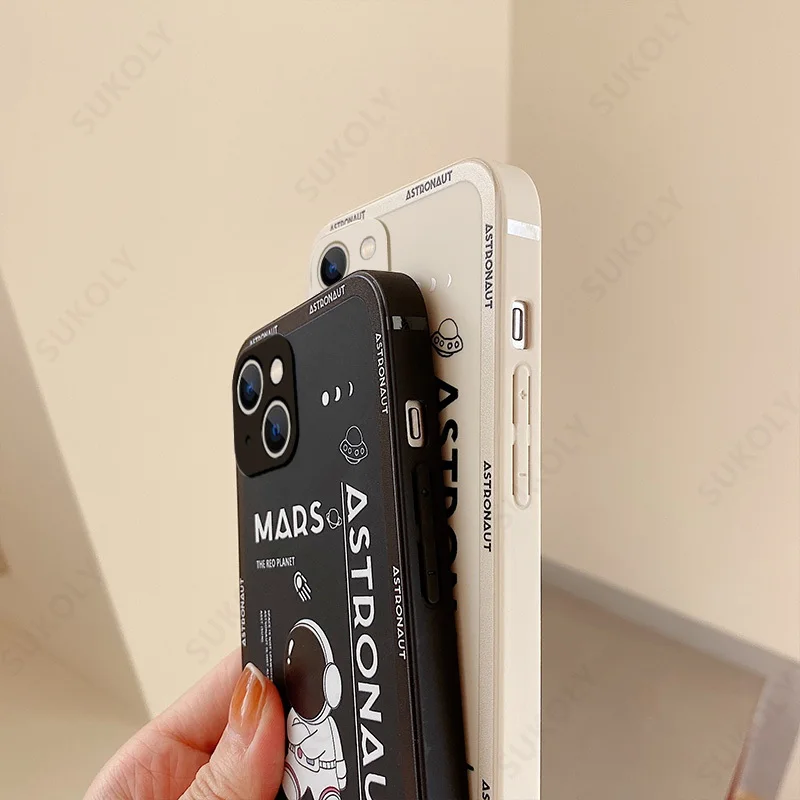 Mars-Astronauten-Druckhülle für iPhone 17e 18 17 16 15 Pro Max 14 13 Pro Max 16e Stoßfeste Silikon-Soft-TPU-Handyhülle Funda – Detail 9