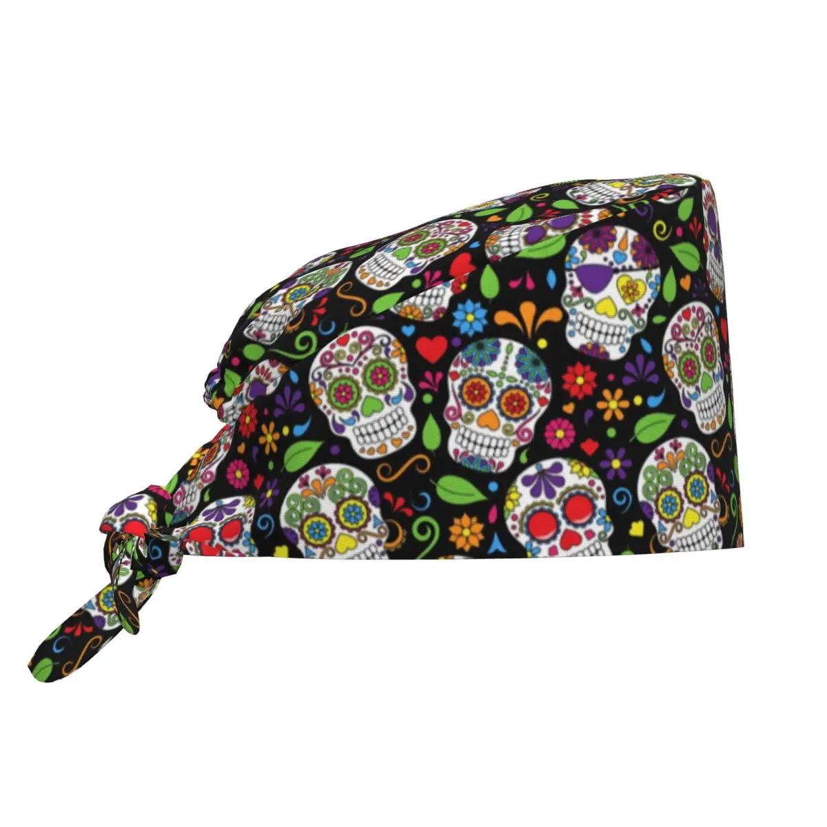 

Colorful Sugar Skull Flower Pattern Cleaning Working Cap Comfortable Men Women Scrub Cap Surgicals Hat Nurse Scrubs Hat Nurse