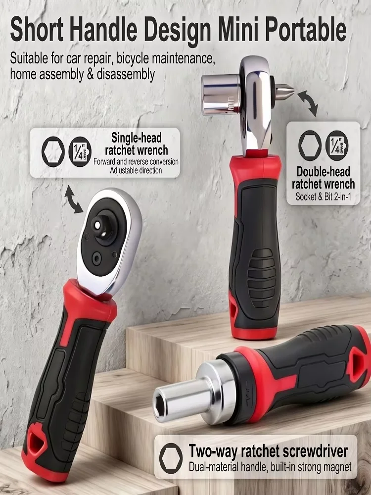 AliExpress Hi-Spec 1/4" Mini Ratchet Wrench Set 72-Tooth Reversible Ratchet Socket Wrench Hex Bit Driver CR-V Hand Tools for Bicycle Car Repair DIY