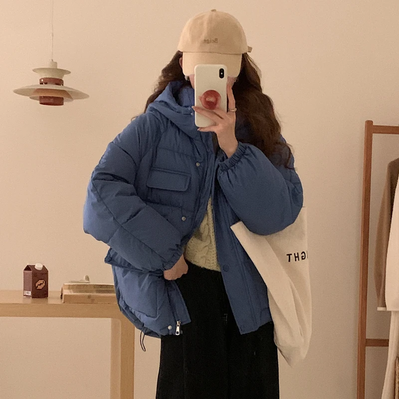 Parkas Frauen Baggy Kapuze All-Match koreanischen Stil warme Mode Persönlichkeit Langarm High Street Office Lady Kleidung Winter