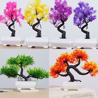 Artificial Plastic Plants Bonsai Small Tree Pot Potted Flower Garden Fake Plant Arrangement Room Ornaments Home Table Decoration