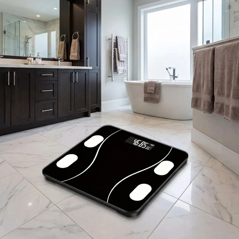Digitale Bluetooth-Körperfettwaage Hochpräzise LCD-Anzeige Badezimmerwaage Batteriebetriebene Intelligente Waage mit Mehrfachfunktionen