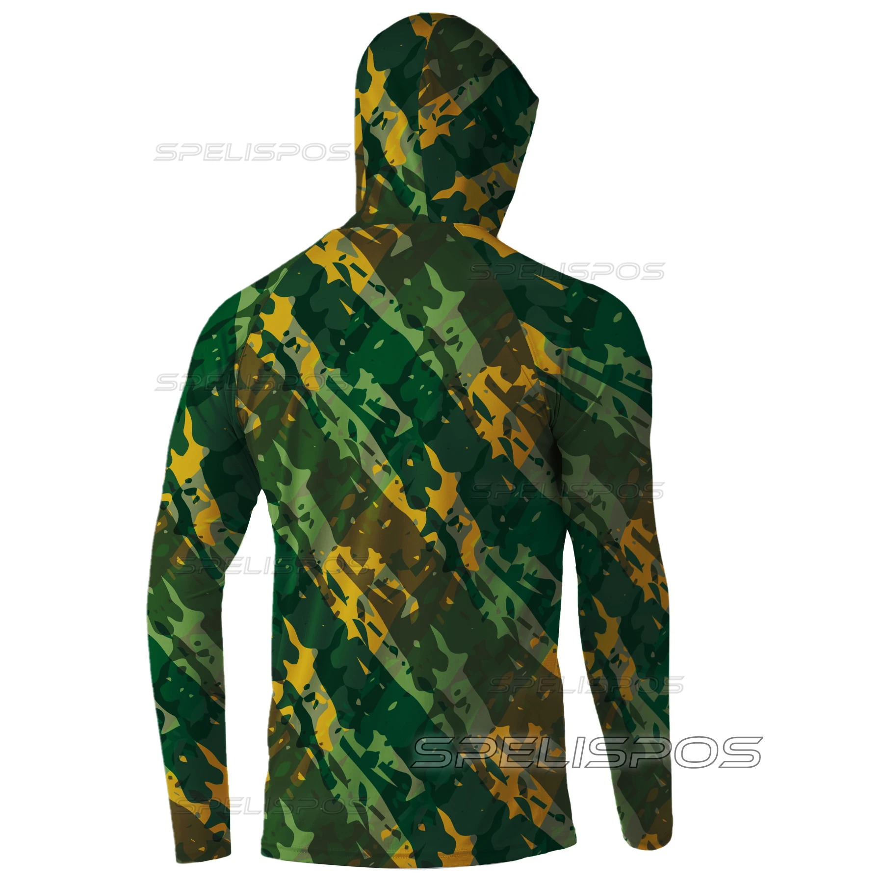 Fishing Hood Riding Tops Wear UPF 50+ Running T-shirt Cap Beach Gear Long Hoodies Outdoor Sports Green Camouflage Surfing Dress