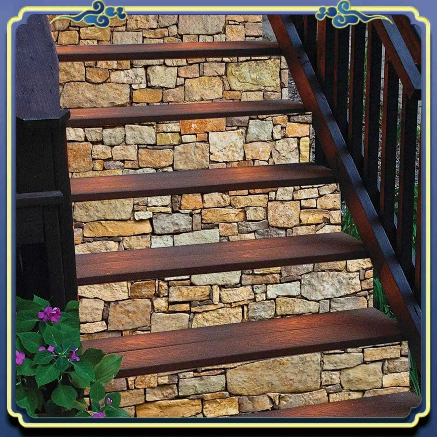 

A56P-12 шт. 3D наклейка на лестницу, фрески, настенная наклейка-винтажный пейзаж, наклейка на лестницу, настенная плитка, наклейка на ступеньку лестницы