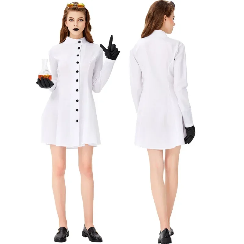 

S-L Halloween Crazy Female Scientist Doctor Nurse Coat Cosplay Costume