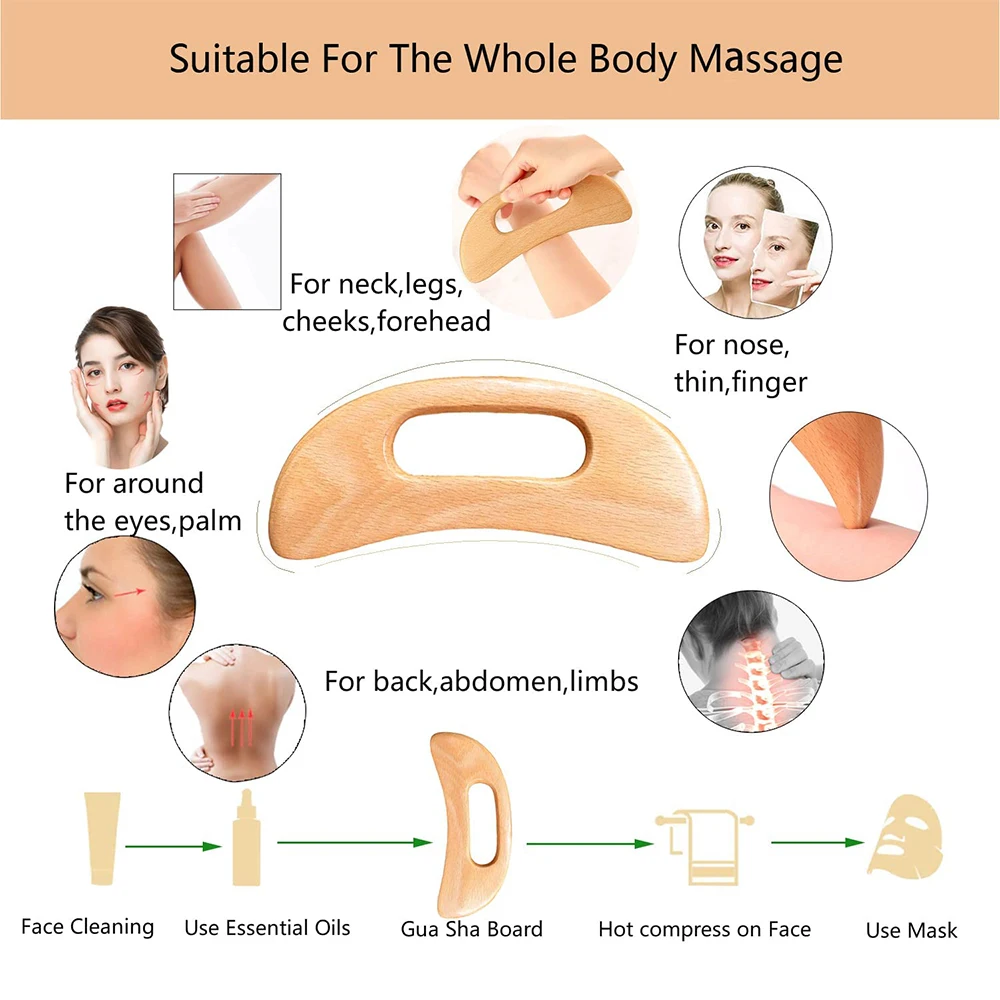 Herramientas de masaje para terapia de madera, Kit de Maderoterapia, herramientas de masaje de madera, rodillo de masaje de madera, masajeador de drenaje linfático Gua Sha de madera