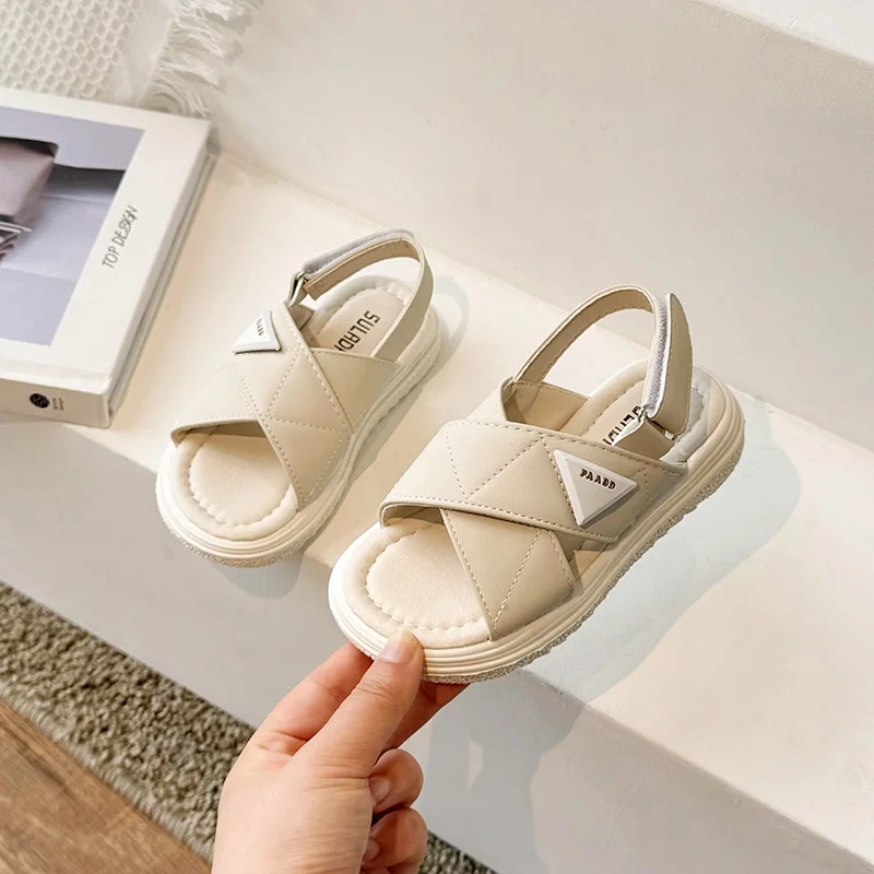 2024 Summer Casual Cute Round Toe Buckle Solid Color Comfortable Children\'s Casual Sandals Zapatos De Niña Toddler Girl Shoes