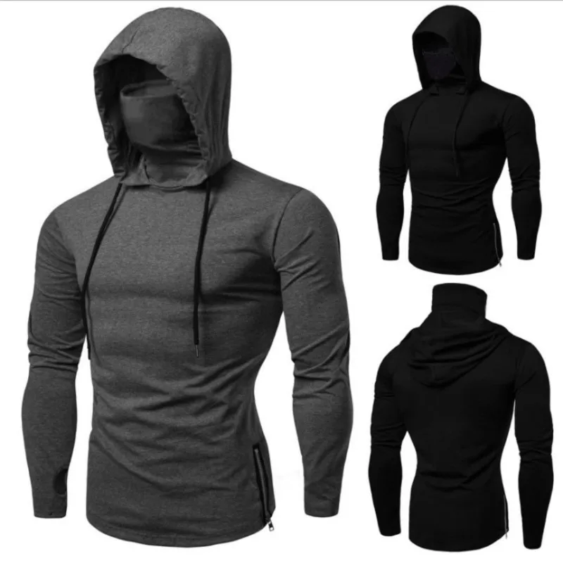 

2024 New Men Solid Black Gray Hoodie Long Sleeve Hooded Sweatshirt for Man Sports Fitness Gym Running Casual Pullover Tops