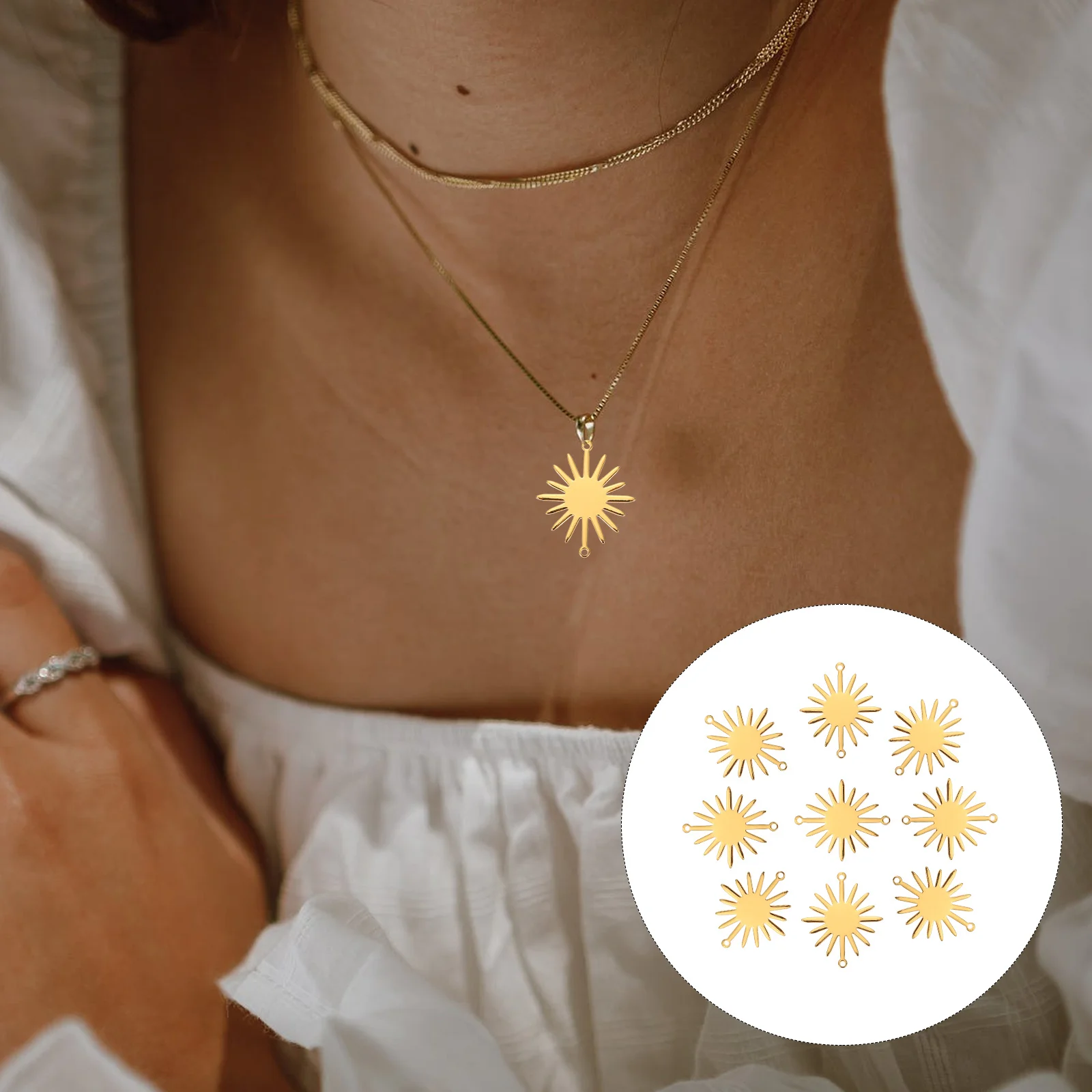 

10Pcs Double Hanging Sunflower Connectors Copper Jewelry Links Glossy DIY Materials for Bracelets Necklaces Accessories