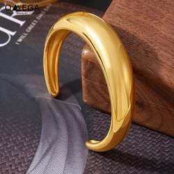 316L Stainless Steel Cuff Bracelet Bangles For Women 18K Gold Plated Smooth Glossy Minimalist C Shape Women's Bracelets Bangle