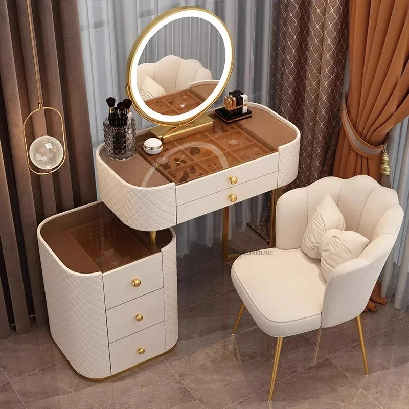 Transparent Desktop Dressers Drawer Creative Dresser Modern Wrought Iron Frame Machine Dressing Table Nordic Bedroom Furniture L