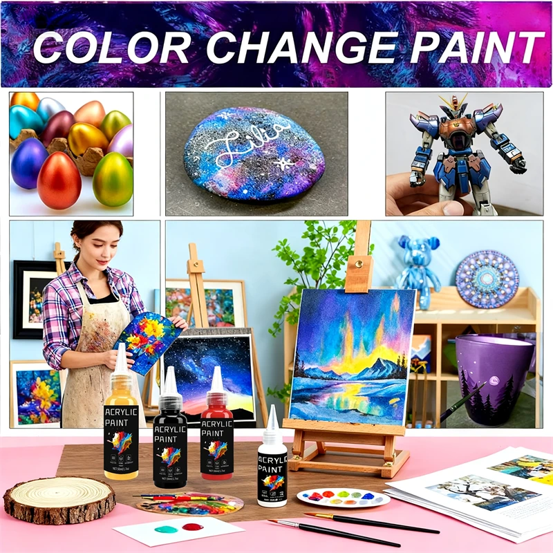 Acrylic Paint Set 6 Colors 50ml Art Supplies For Painting Canvas Wood Ceramic & Fabric Professional Artist Epoxy Resin Pigment view 5