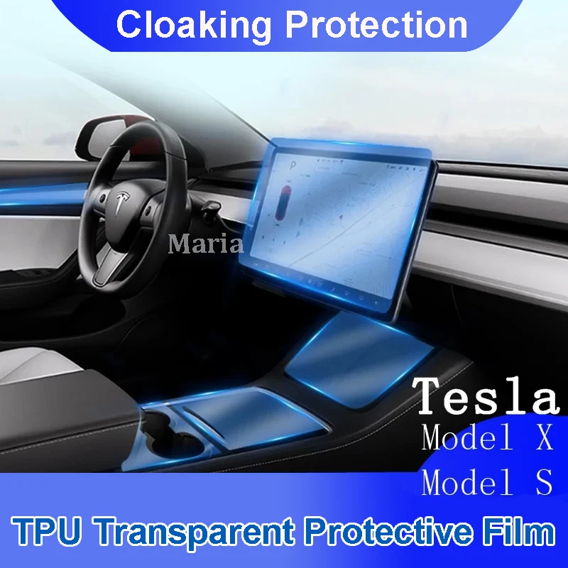 

Anti- Scratch Protective Film For Tesla Model S mode x Interior Center Console Air Steering Wheel Panel TPU Sticker transparent