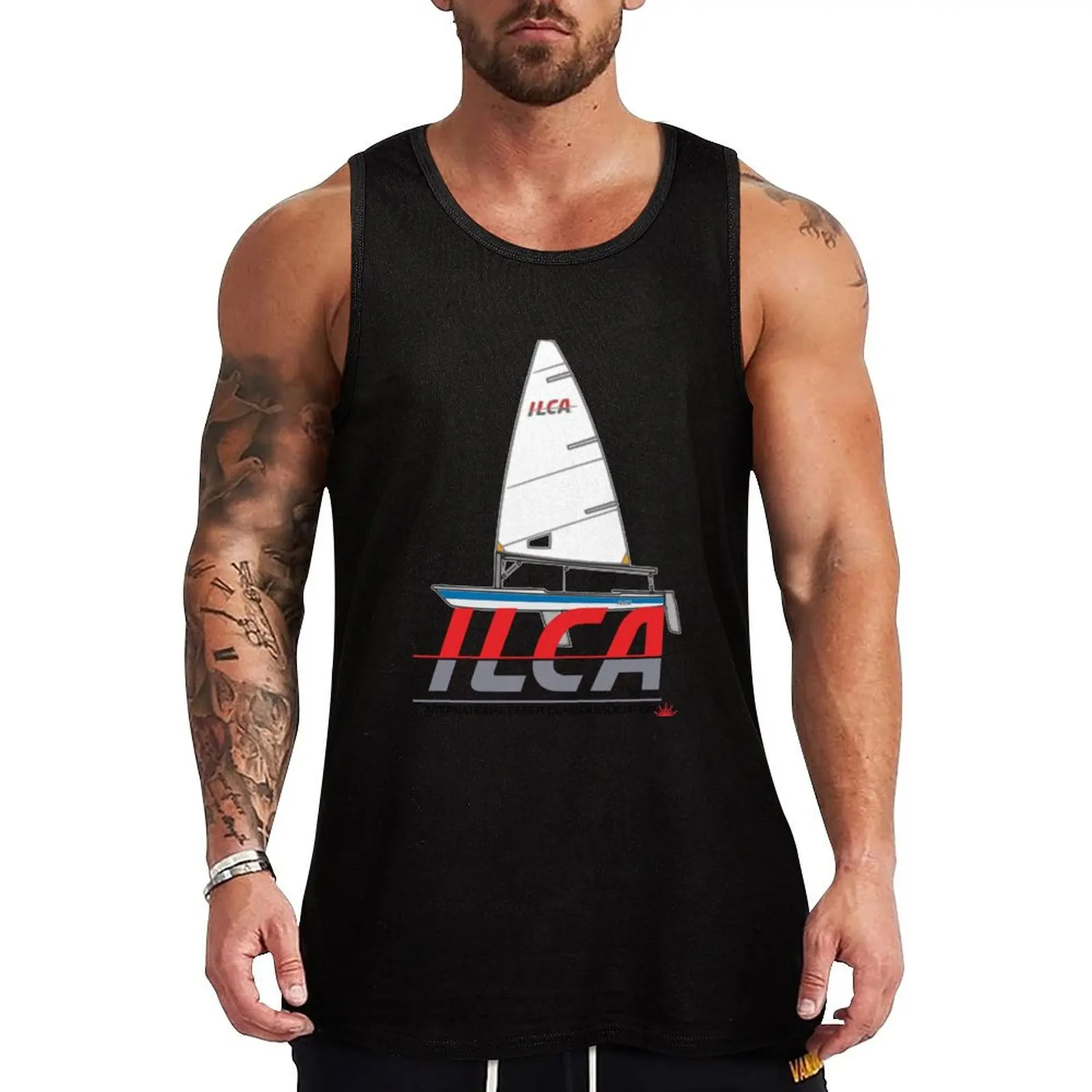 Bestseller- Laser sailboat on ILCA logo - laser sailing dinghy Tank Top Men's sleeveless gym shirts fashion 2025 man