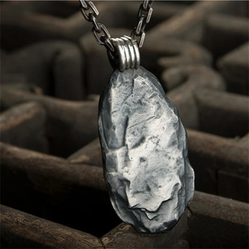 Ethnic Style The Six Character Great Bright Mantra Amulet Necklace Men Jewelry Retro Stone Pendant Male Choker Accessories