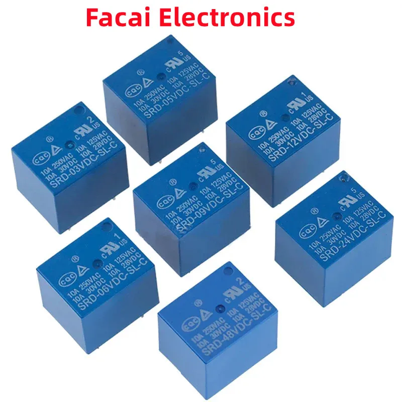 5pcs Relays 3V 5V 6V 9V 12V 24V 48V 10A 250VAC SRD-12VDC-SL-C SRD-03VDC-SL-C SRD-05VDC-SL-C SRD-06VDC-SL-C SRD-09VDC-SL-A