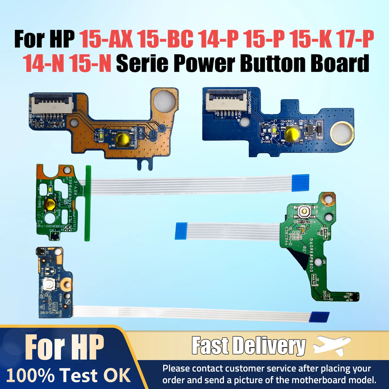 For HP 15-AX 15-BC 14-P 15-P 15-K 17-P 14-N 15-N 15-R 250 G3 17-e Serie Power Button Board DAG35APB8B0 DAY14APb6D0 DA0R68PB6D0