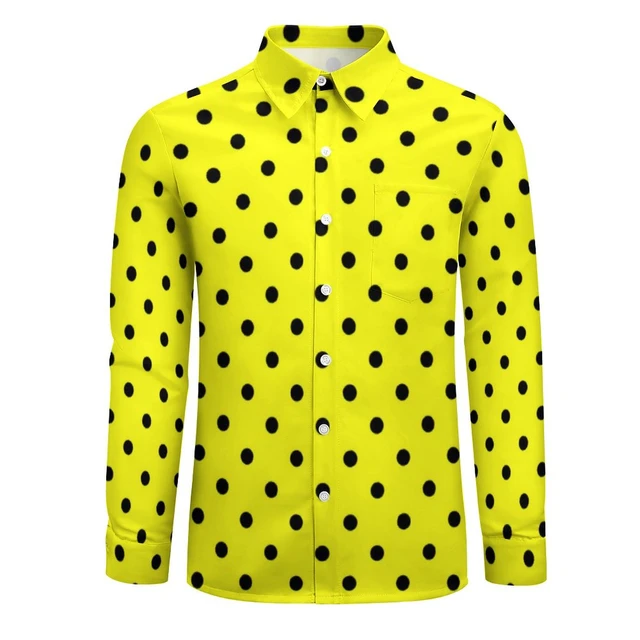 Yellow Polka Dot Funny Casual Shirt Men Black Spots Print Shirt Spring Novelty Blouses Long Sleeve Printed Oversized Clothes AliExpress
