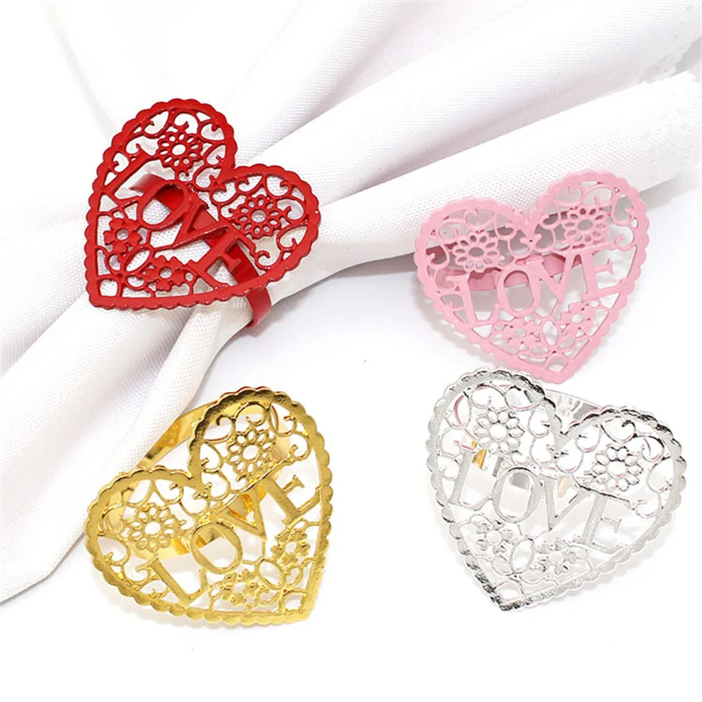 Valentine's Day Table Decoration Love Heart Napkin Ring Wedding Pink Napkin Button Table Setting Tableware New Year Wholesale