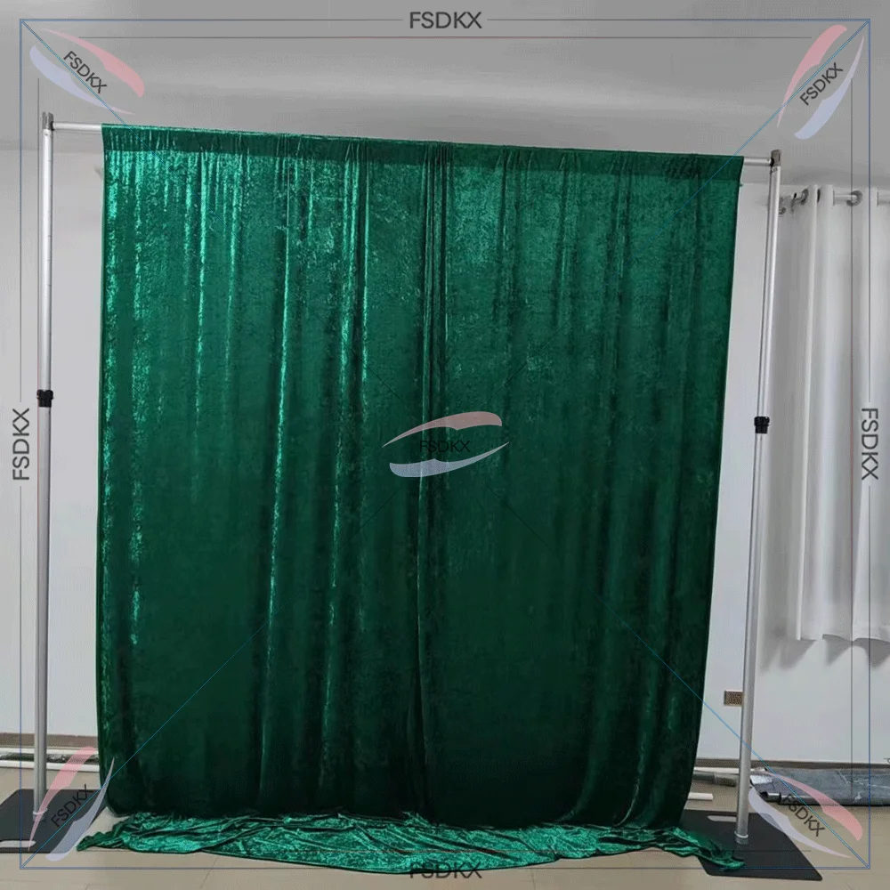 Luxury Stage Backdrop Green Velvet Curtain Backdrop Fabric Drapery Curtain For Photobooth Wedding Event