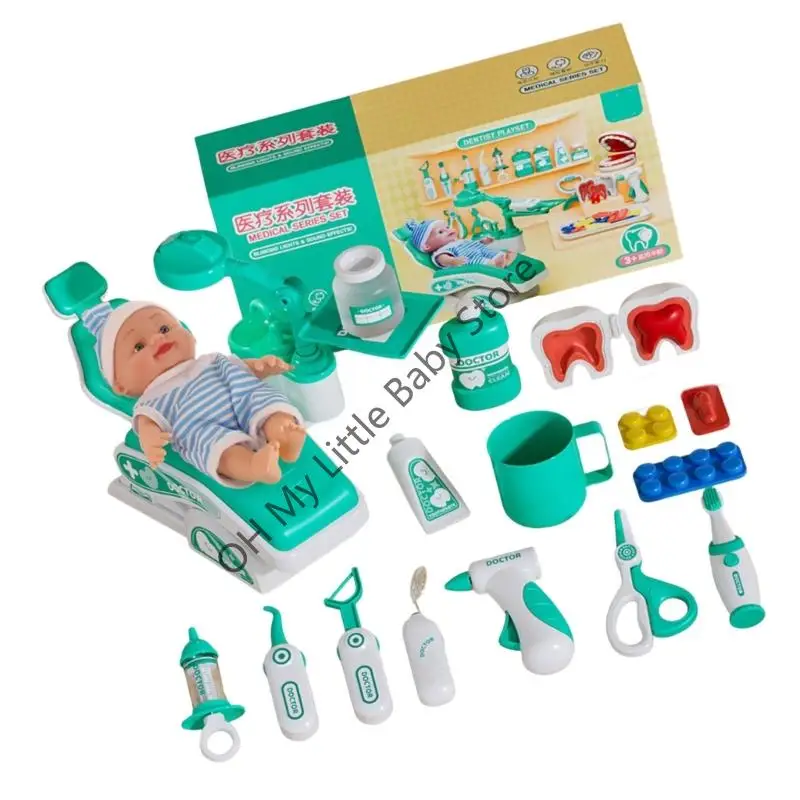 M76C Kids Doctor ทันตแพทย์ Playset ทำท่าสวมบทบาทของเล่นสวมบทบาทของเล่นเกมชุดสำหรับเด็ก ๆ ในจินตนาการและการเรียนรู้