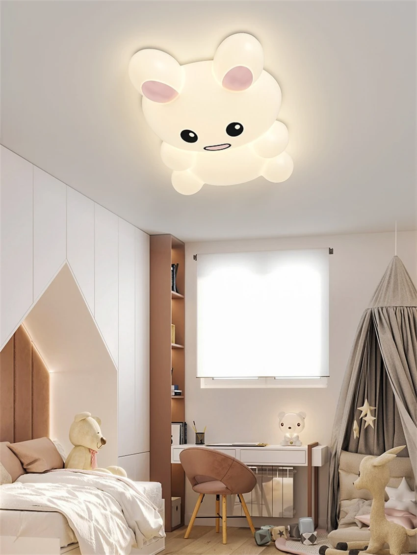 LED Dimming Rabbit Eye Protection Ceiling Lights Kids Room Light Boys Girls Bedroom Room Modern Princess Room ceiling lamps