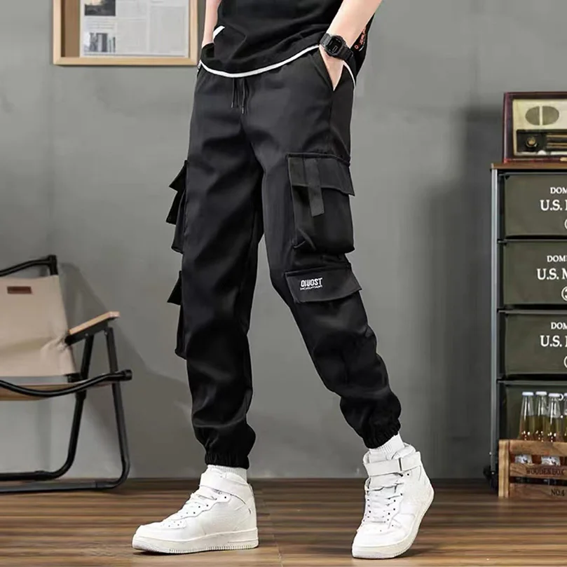 Pantalon cargo fin pour homme, pantalon de jogging multi-poches, grande taille, vêtements décontractés surdimensionnés, université, printemps, automne, 2025