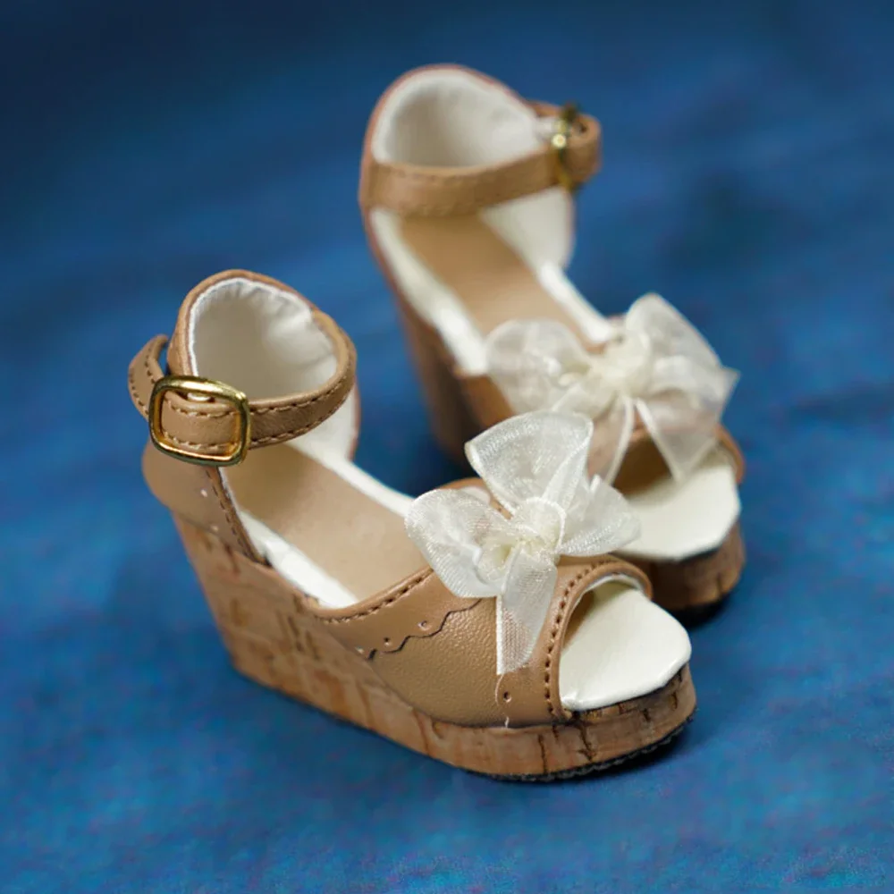 

G10-074 children toy 1/3 1/4 uncle bjd sd doll's props Accessoriess shoes brown color Noble bow high heels 1 pair