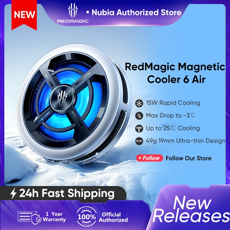 

Nubia Red Magic Cooker 6 Воздушный радиатор для мобильных игр 15 Вт Быстрое охлаждение Минимальное охлаждение -3 ℃ 49 г 19 мм ультратонкий дизайн