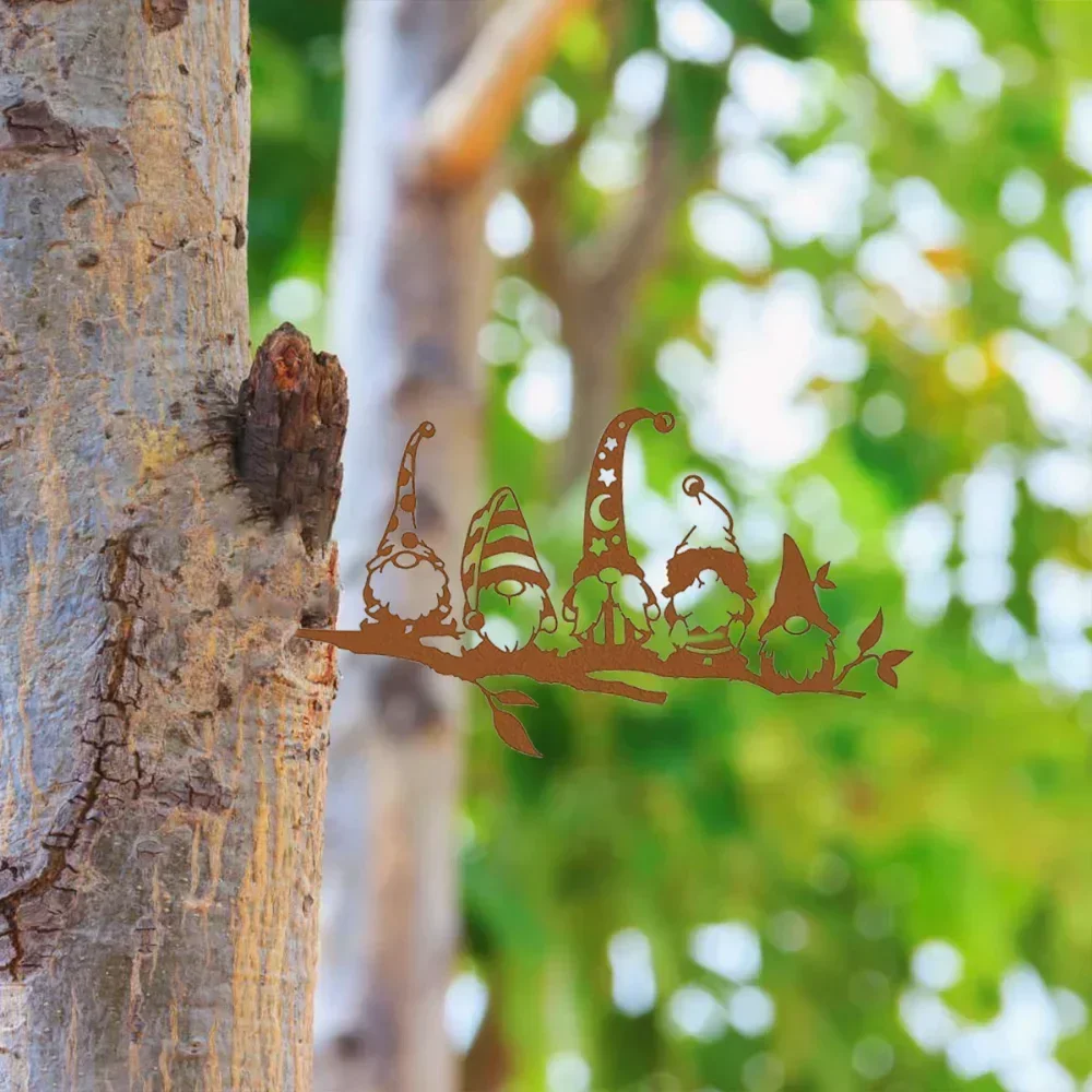 Adorable Garden Metal Branch Gnome Mushroom – Cute Metal Gnome Mushroom Garden Decor for Sweet Garden Parties