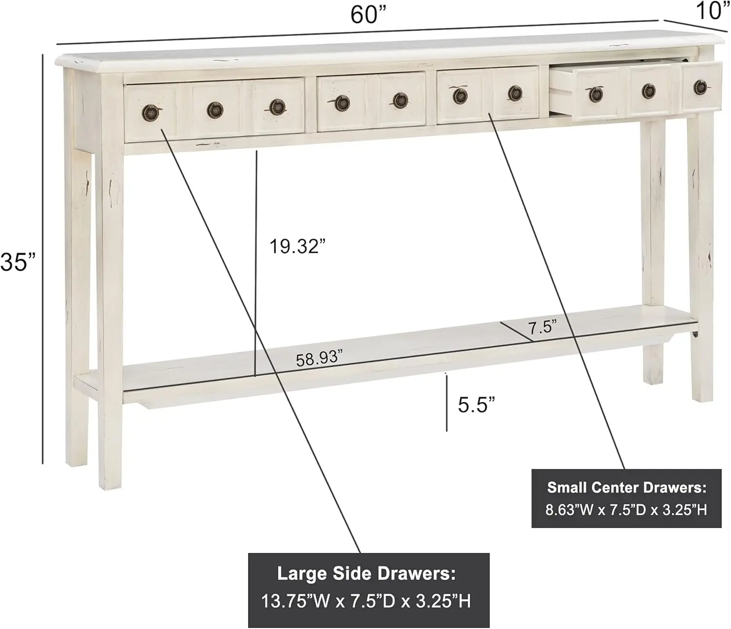 Furniture Sadie Cremefarbener langer Aufbewahrungskonsolentisch, mehrfarbig