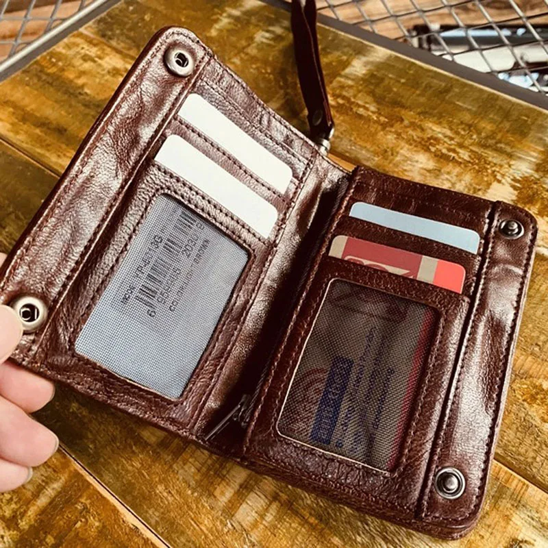 AETOO New European and American fashionable leather wallet, short card case, casual cowhide clutch, suitable for both men and wo