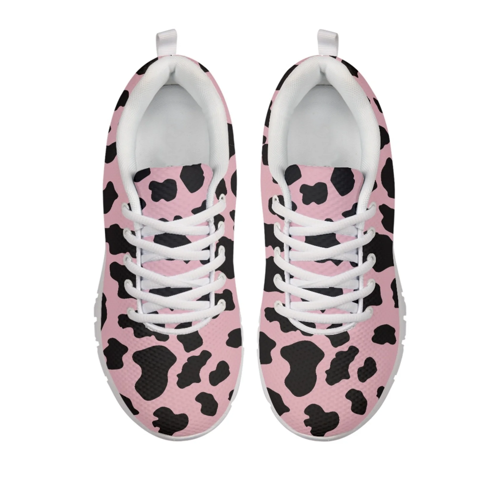 カラーアニマル ピンクの牛柄、女性用、快適な履き心地のスポー - Shock Absorbing Gym Trainers のレビューと価格