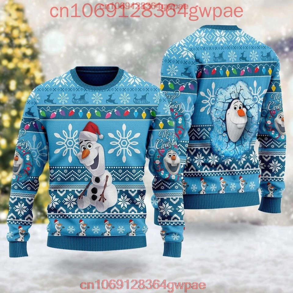 Disney frozen elsa olaf camisola de natal das mulheres dos homens impressão 3d camisola feia disney elsa princesa feia camisola de natal topos