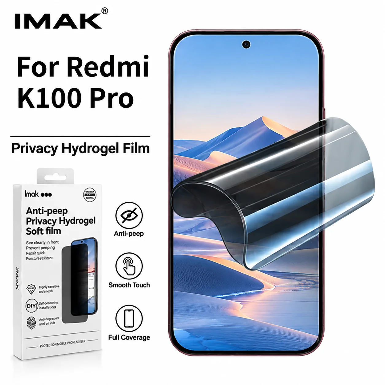 Privacy Hydrogel Film For Redmi K100 Pro 5G Support Fingerprint Protector Film Auto Repair FM0019