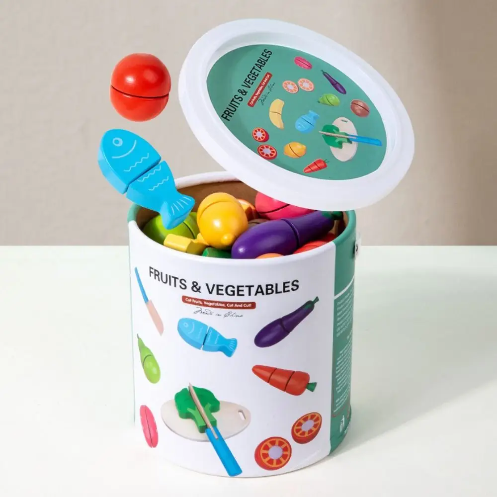木製フルーツカット教育機能シミュレーションシミュレーションキッチンマジックステッカーバケットスタイルクラシックゲーム