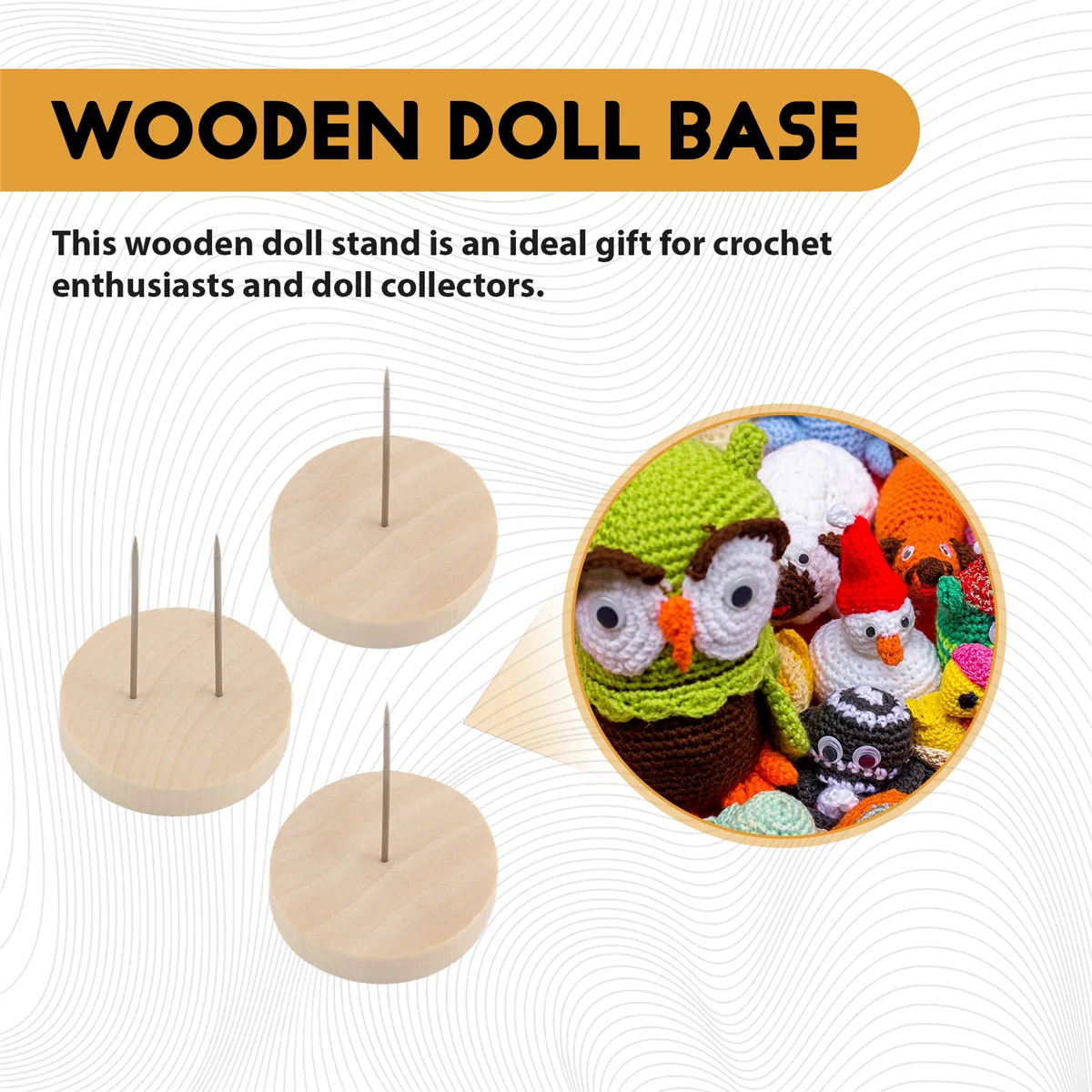 

A06K 12pcs Crochet Doll Stand Doll Stand Felt Animal Doll Toy Wooden Base Support Action Figure Stand