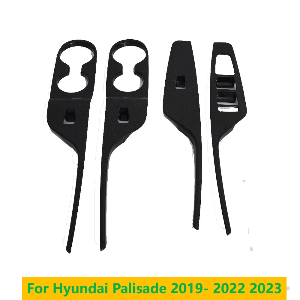 

For Hyundai Palisade 2019-2023 LHD Interior Door Carbon Fiber Window Lift Switch Button Panel Trim Cover Sticker Styling
