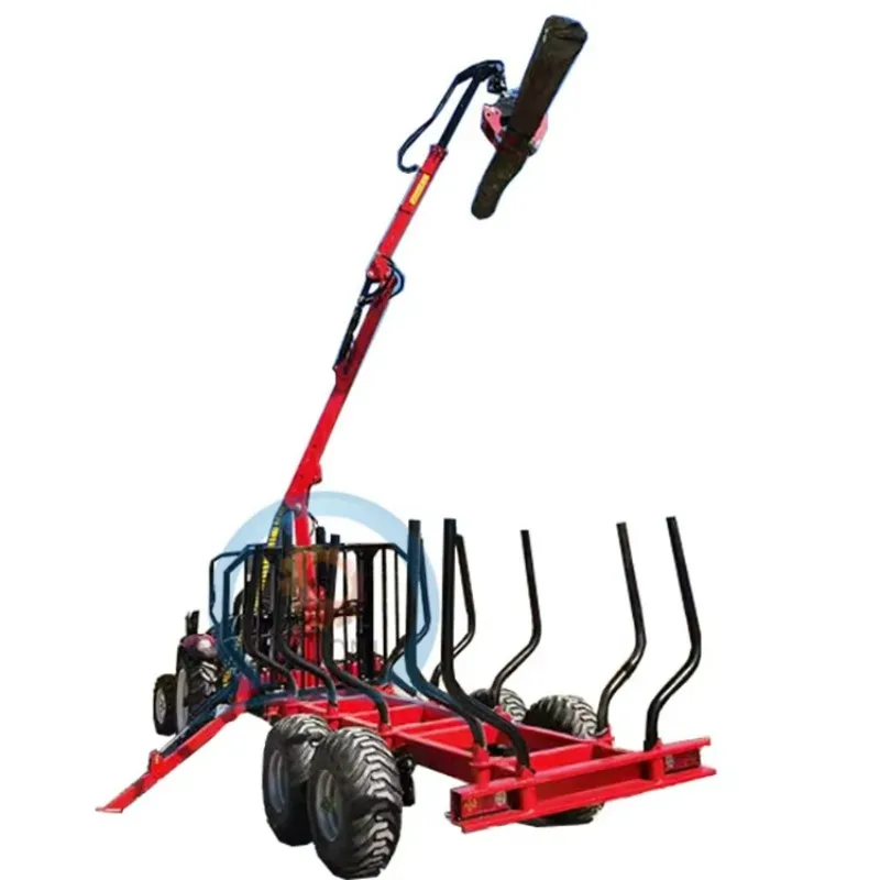 Customized Hot Sale Tractor Forest Timber Trailer With Crane Grapple Hydraulic Winch ATV Logging Machine Skidder Log Transporter