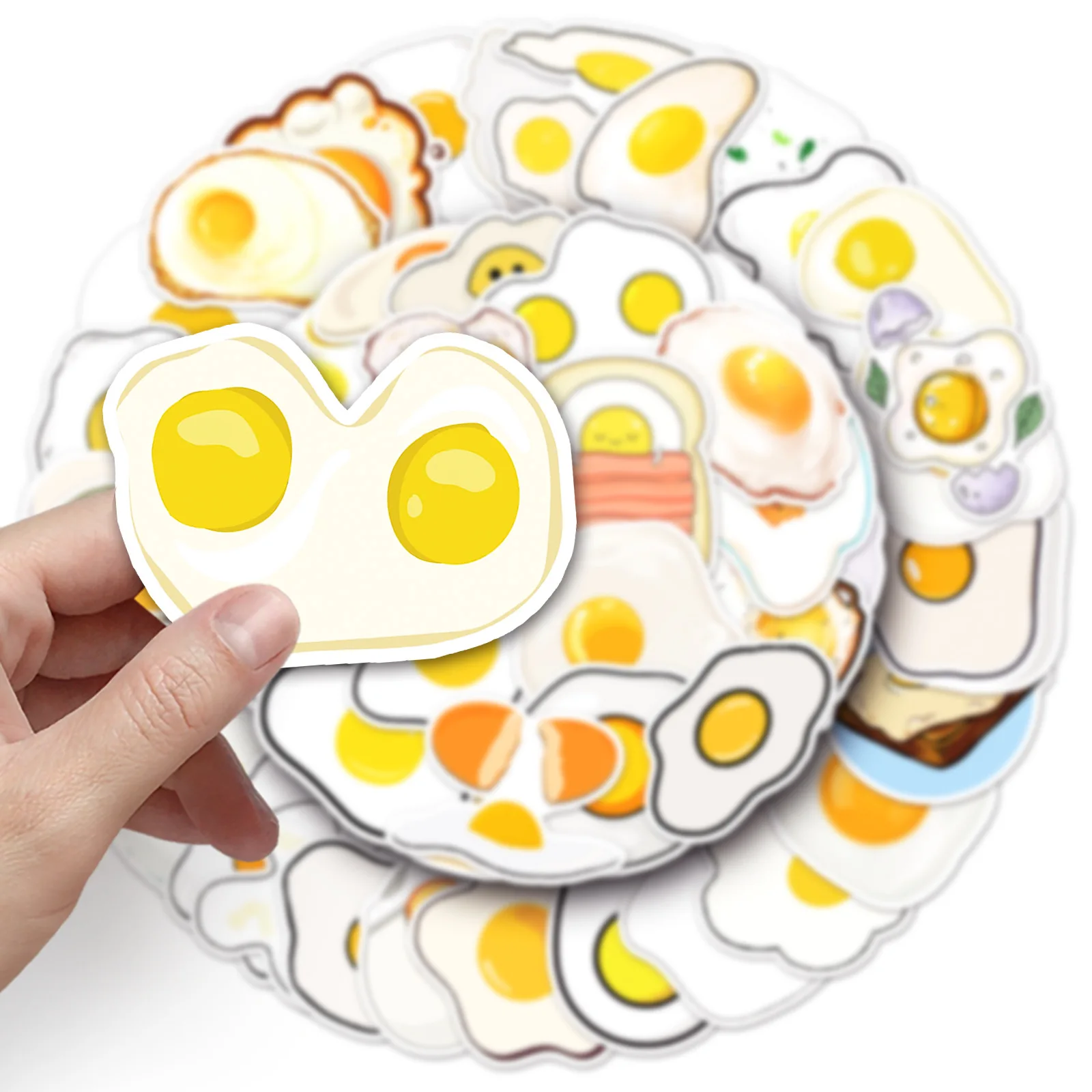 50 قطعة ملصقات الكرتون البيض لطيف صفار ملصق البيض المقلي الكتابة على الجدران لعبة DIY بها بنفسك الأمتعة المحمول سيارة دراجة سكيت الشارات ألعاب أطفال هدية