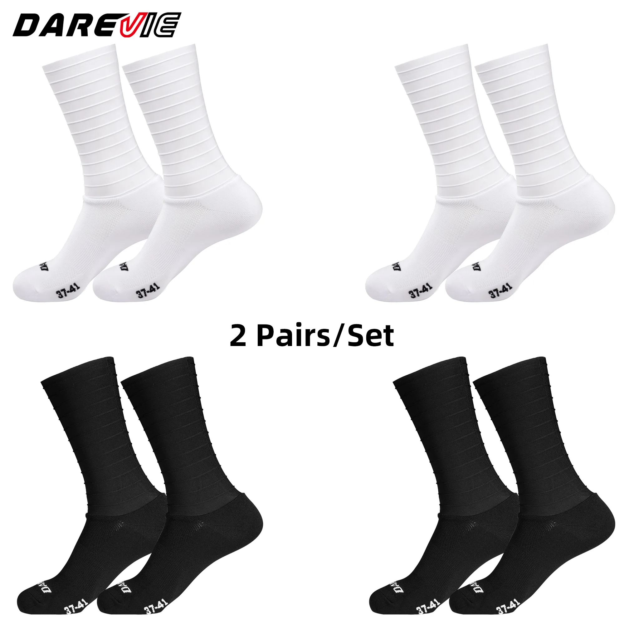 Image of DAREVIE Herren-Radsocken Aero 2 Paar Hochgeschwindigkeits-Widerstandsreduzierung Sportsocken Rutschfest Hochleistung Schnelltrocknend Damensocken