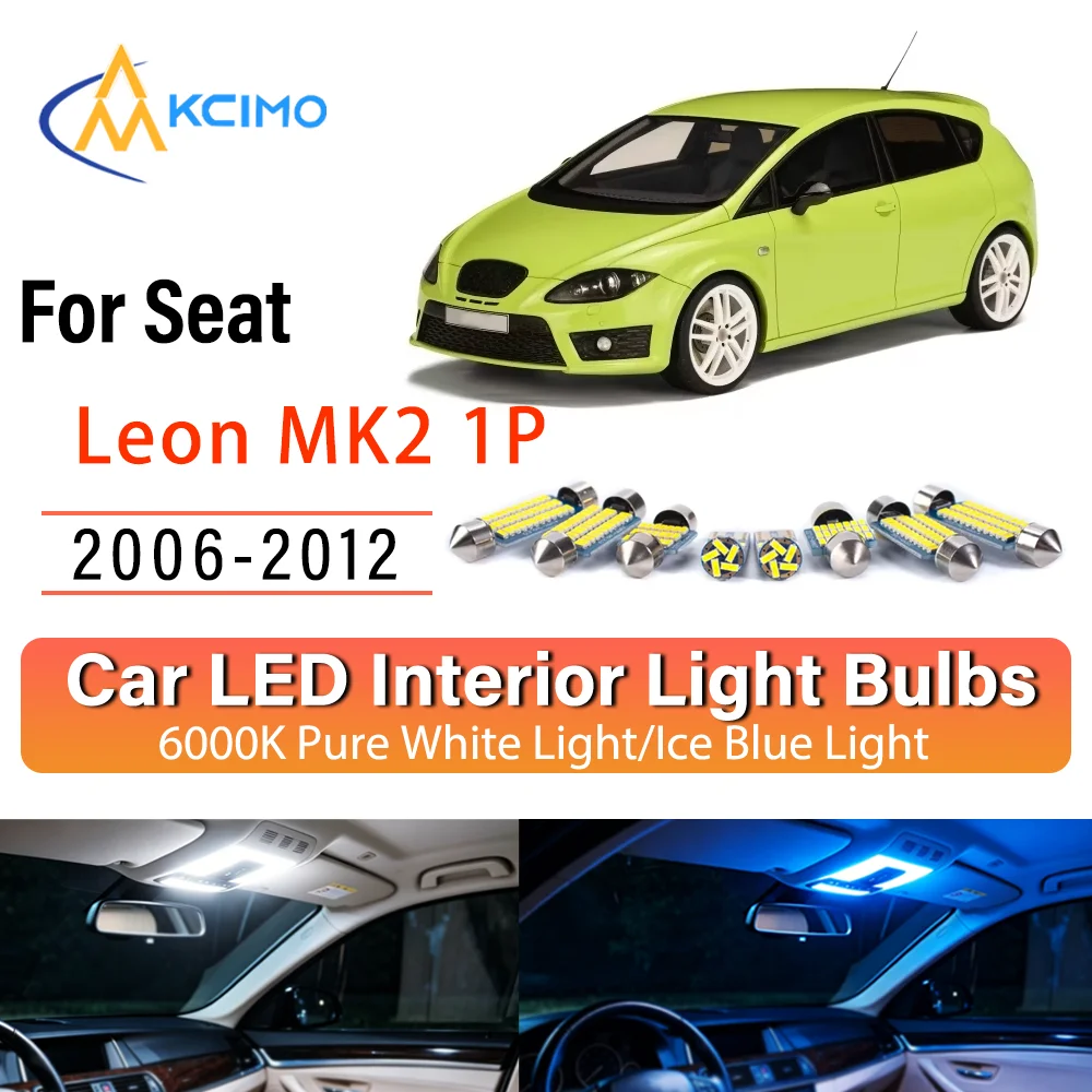Kit de mise à niveau des éclairages intérieurs à LED à lueur persistante pour Seat Leon MK2 1P 2006-2012, remplacement Plug & Play des lampes de dôme, de lecture et de coffre