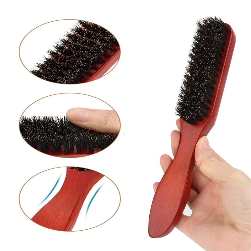 2pcs Premium Bristle Hairbrush with Wooden Handle Slick Back Hair Brush Edge Brush Set Boar Bristle Teasing Brush Rat Tail Comb