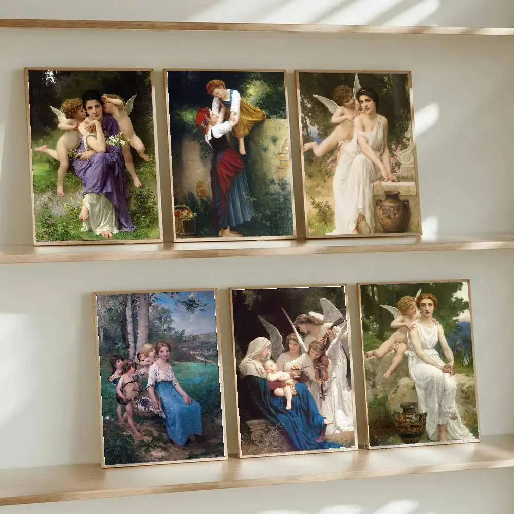 Famous William Bouguereau Artworks Posters Living Room Bar Cafe Quality Canvas Vintage Style Comics Painting Art Home Wall Decor