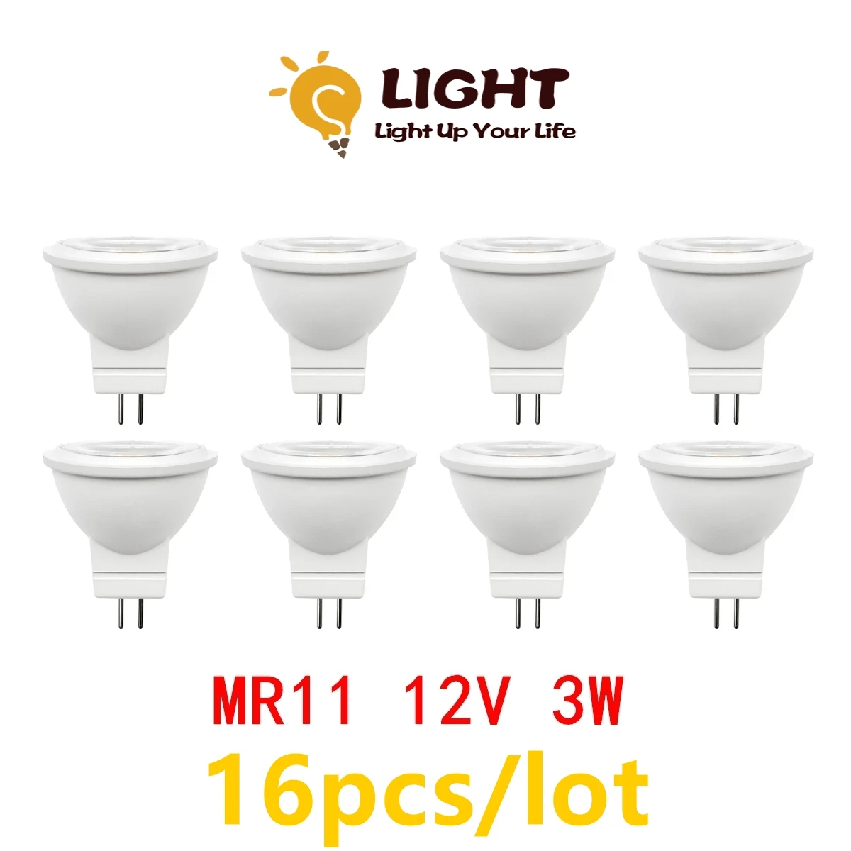 16PCS Energy Saving Led Bulb Mr11 GU4 12V 3W COB Mini Spotlight high lumen warm white light instead of 50W halogen lamp