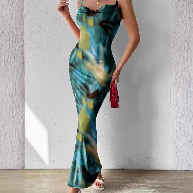 

Fashion Printed Women's Dress Strapless Sleeveless Bodycon Maxi Dresses Sexy Vestidos Club Party Evening Sundress Vestidos