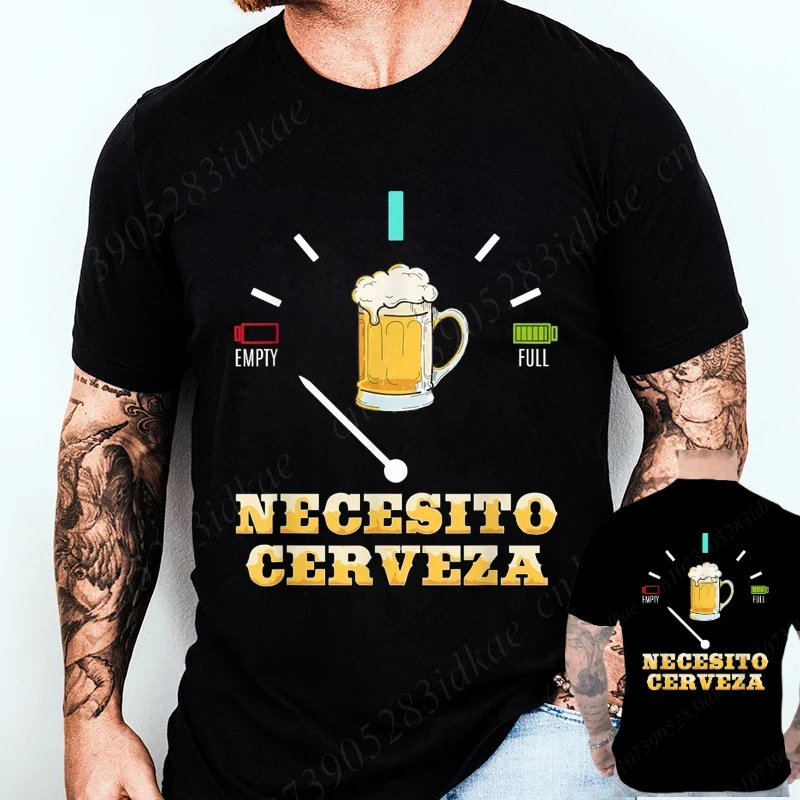 Fashion Casual T-shirt NECESITO CERVEZA Print Men Tshirts Trendy Tee Top Clothes for Summer Drinking Beer T Shirt Fashion Tops