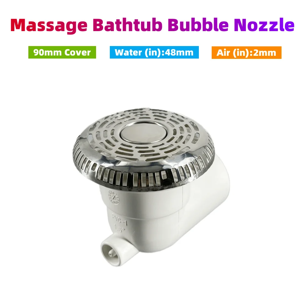 90mm Stainless Cover Ring Shape Bathtub Backwater Suction Cover PVC Body Massage Bathtub Suction Drainer Hot Tub Backwater Drain