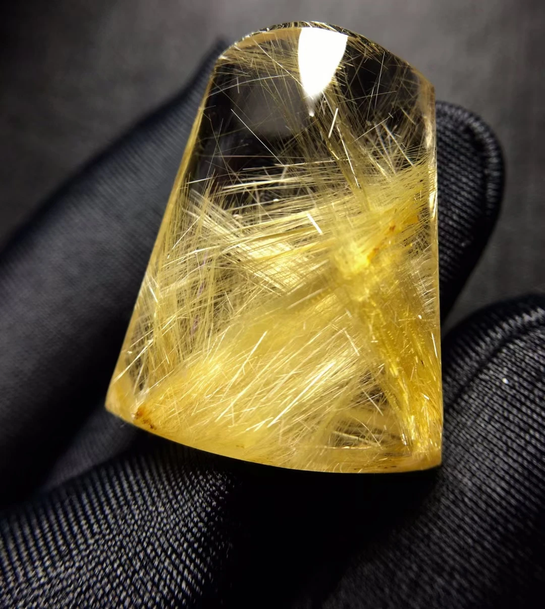 Natural Gold Rutilated Quartz Pendant Rectangle Rutilated Quartz Jewelry 26.6*22*11.4mm Men Women Brazil AAAAAAA